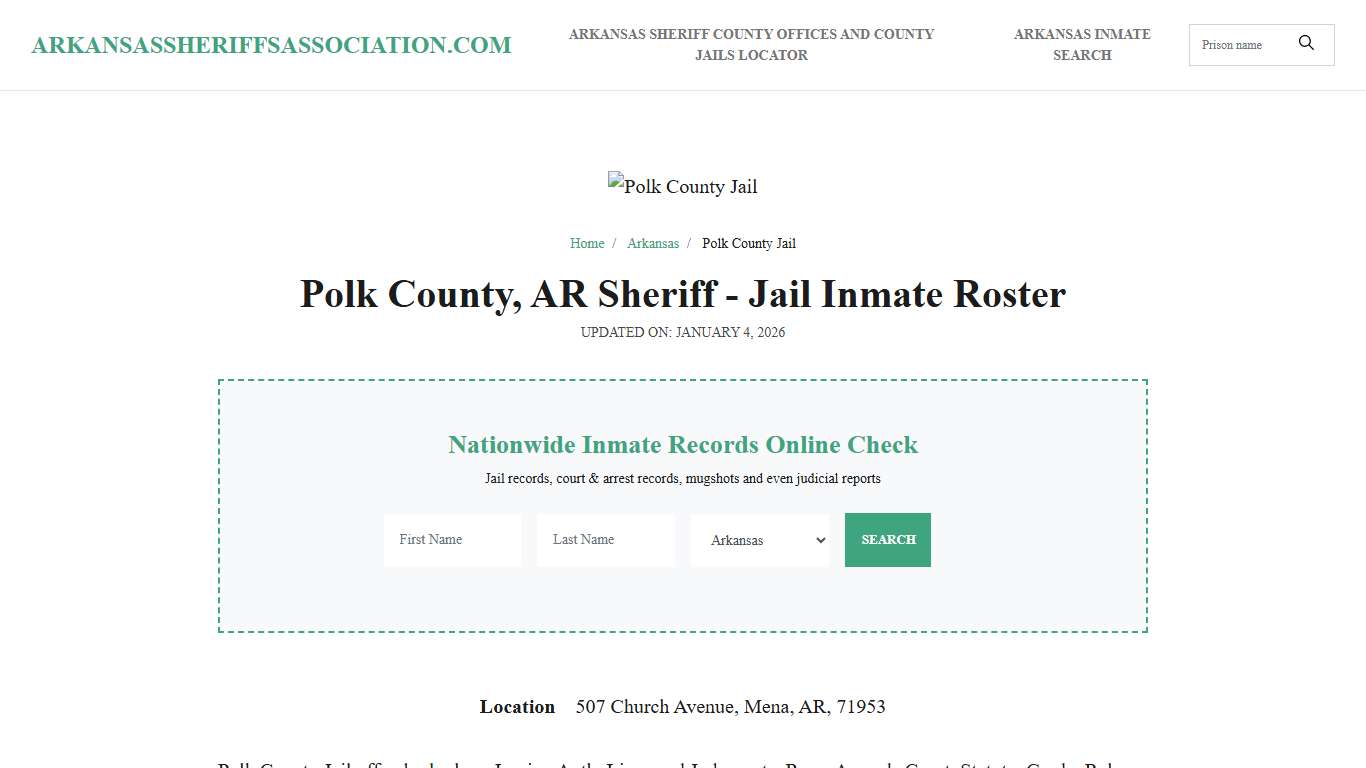 Polk County, AR Sheriff - Jail Inmate Roster